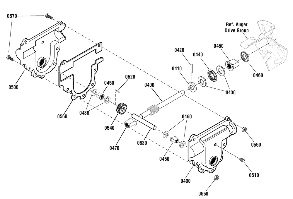 Gear Case Assembly (1752178) Diagram and Parts List for 1696052-CH61900 2011 Briggs and Stratton Snow Blower